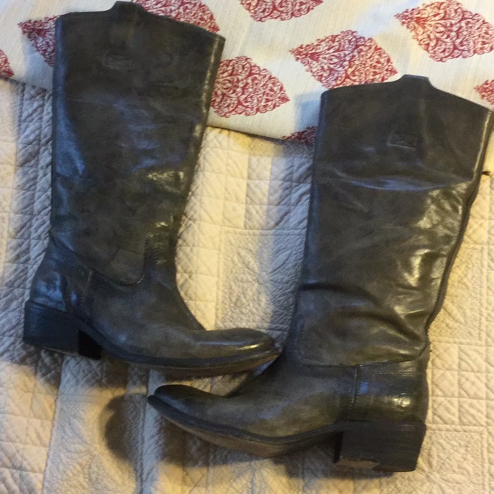 Frye Women's Dark Gray Leather Heeled Boots